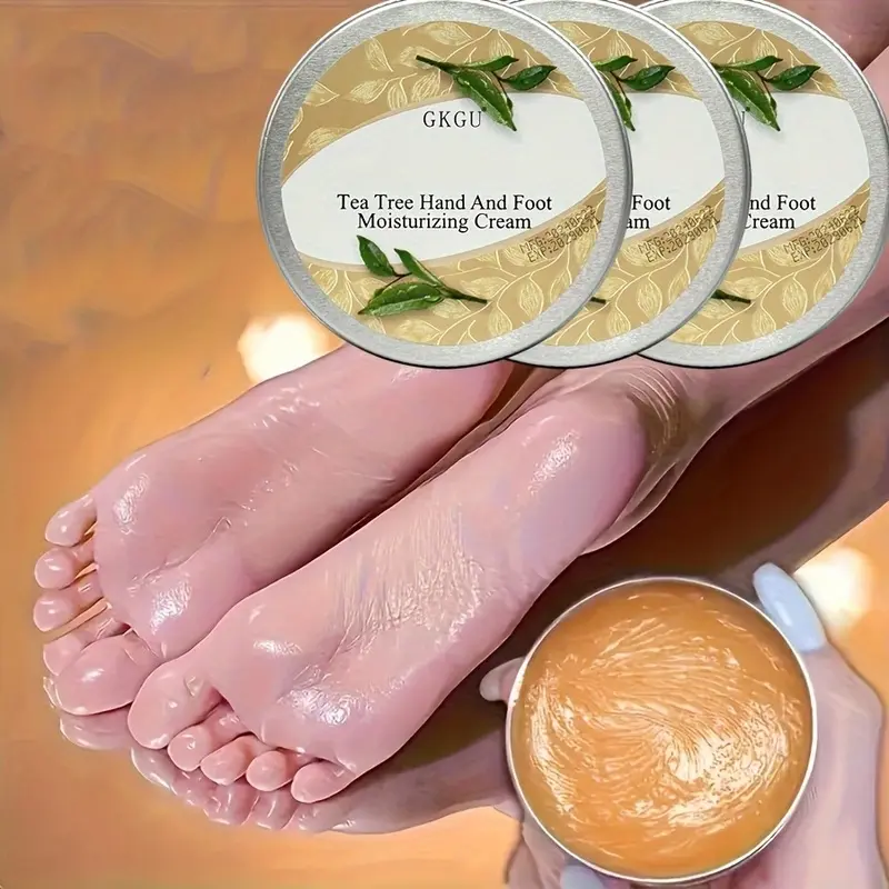 3pcs Tea Tree Hand and Foot Cream, Hand Cream for Dry Cracked Hands, suitable for dry and cracked - a low allergenic moisturizing cream with long-lasting fresh fragrance, skincare moisturizing cream, soothing beauty, nourishing formula