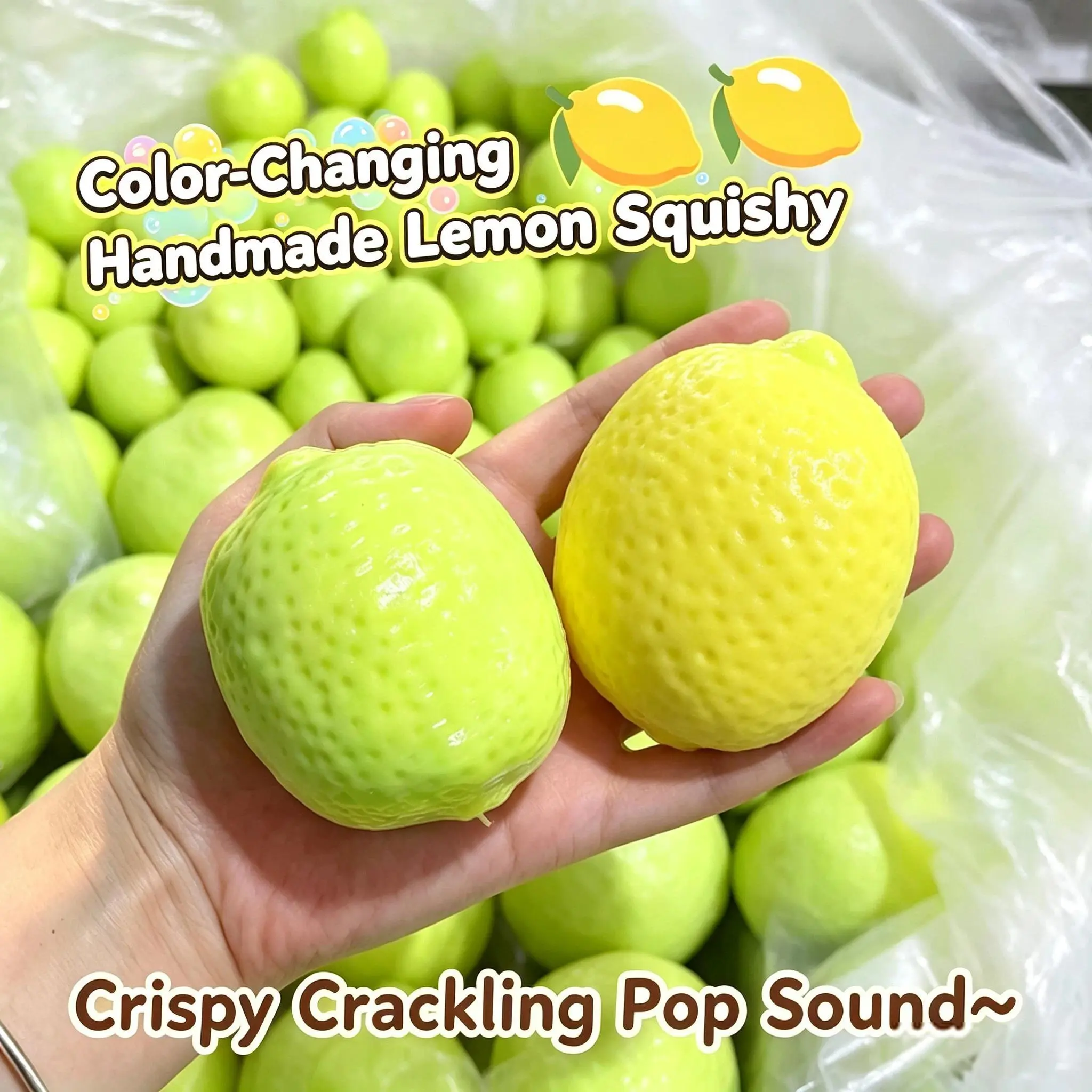 Handmade Green Lime Squishy Stress Ball 8cm Crunch Round Block ASMR Squeeze Sensory Anti-Anxiety Decompression Toy Adult Gift