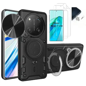Honor Magic7 Lite 5g Case with 2 HD Transparent Hydrogel Films, Scratch-Resistant, Full Protection Magnetic Shell, Dust Plug Included