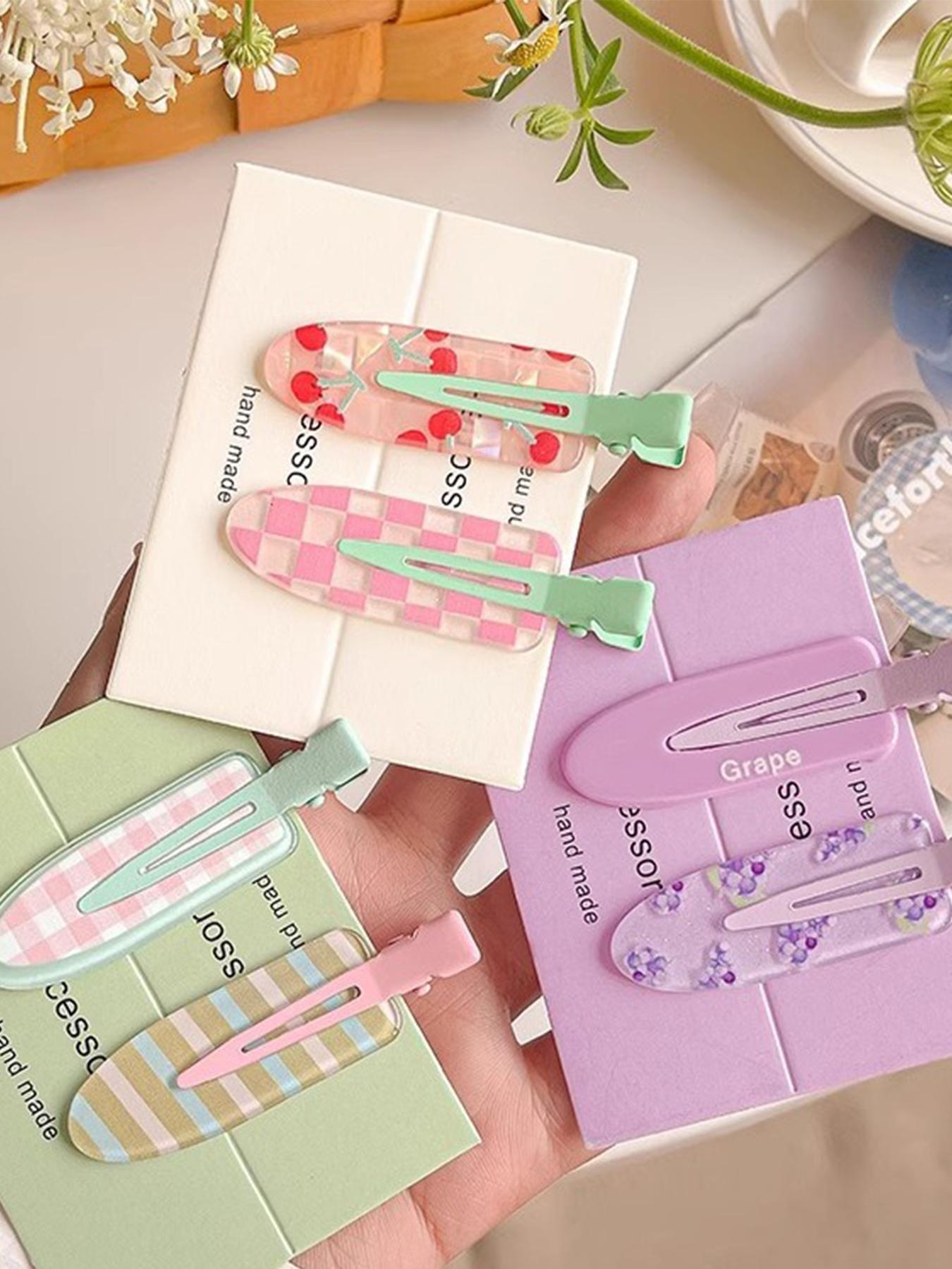 Dopamine Colorful Hair Clips Set, Cute Grape Design, Side Clip & Splitter, Fashion Accessories for Women, Daily Use