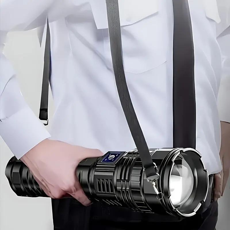 2-in-1 Strong Flashlight (Power Bank), Digital display of power, Rechargeable, Zoomable, Waterproof, Adjustable Brightness Flash Light for Outdoor, Emergency, Camping Accessories, Fishing Garden Lighting Night security Garage Lighting summergarden