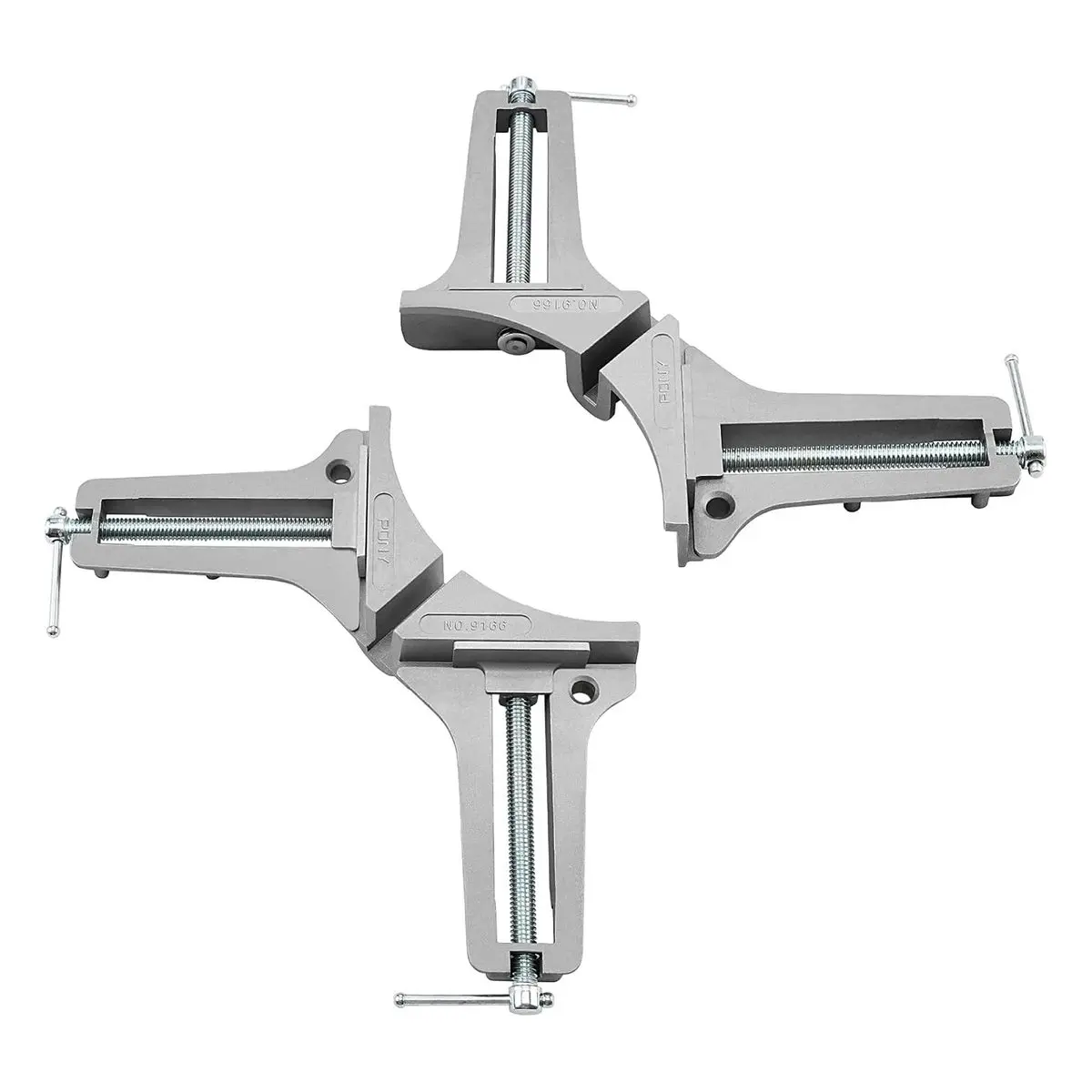 2-PIECE 90 Degree Corner Clamp Set, 3 Inch Maximum Opening, 200 Lbs Clamping Force, 1/2 Inch Clamping Height, Aluminum Alloy, Adjustable Right Angle Clamps