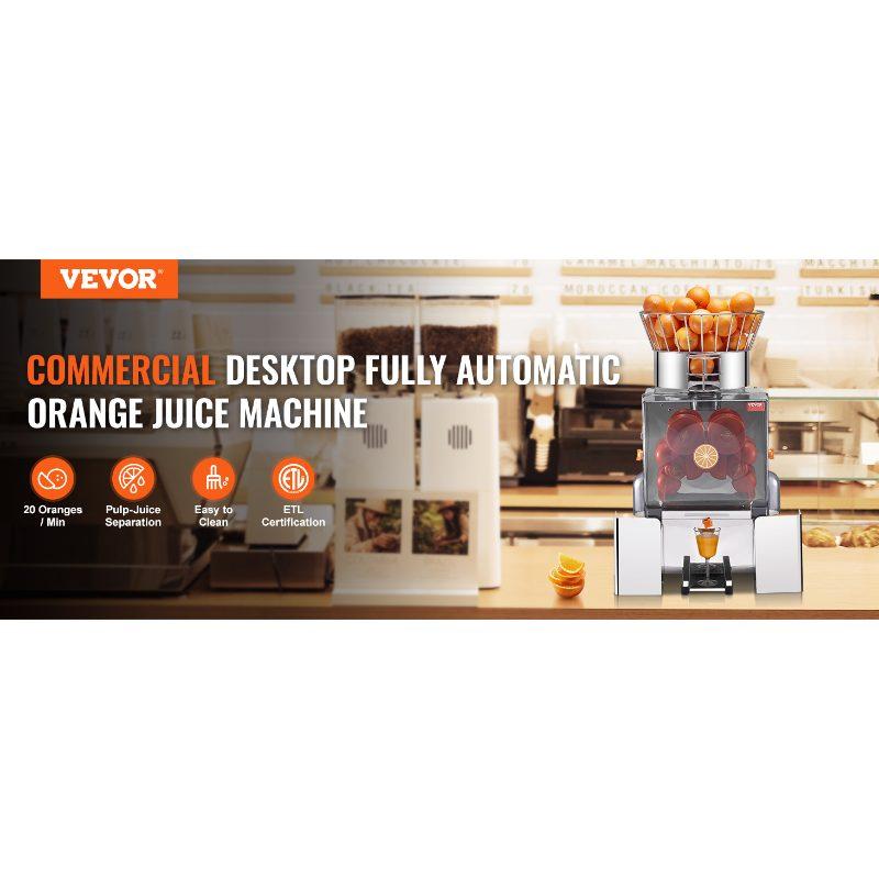 VEVOR Commercial Orange Juicer Machine, 120W Automatic Feeding Juice Extractor, Stainless Steel Juice Extractor for 25 Oranges Per Minute, with Pull-Out Filter Box, PC Cover, 2 Peel Collecting Buckets VEVOR Commercial Orange Juicer Machine, 120W Automatic Feeding Juice Extractor, Stainless Steel Juice Extractor for 25 Oranges Per Minute, with Pull-Out Filter Box, PC Cover, 2 Peel Collecting Buckets