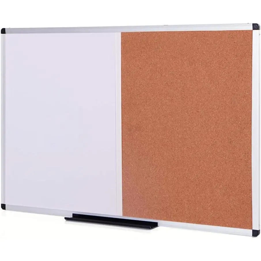 Magnetic White Board and Cork Board Combo for Wall, 36 x 24 inches | Whiteboard and Cork Bulletin Board Combination, Wall Mounted Dry Erase Message Board for Home, School and Office