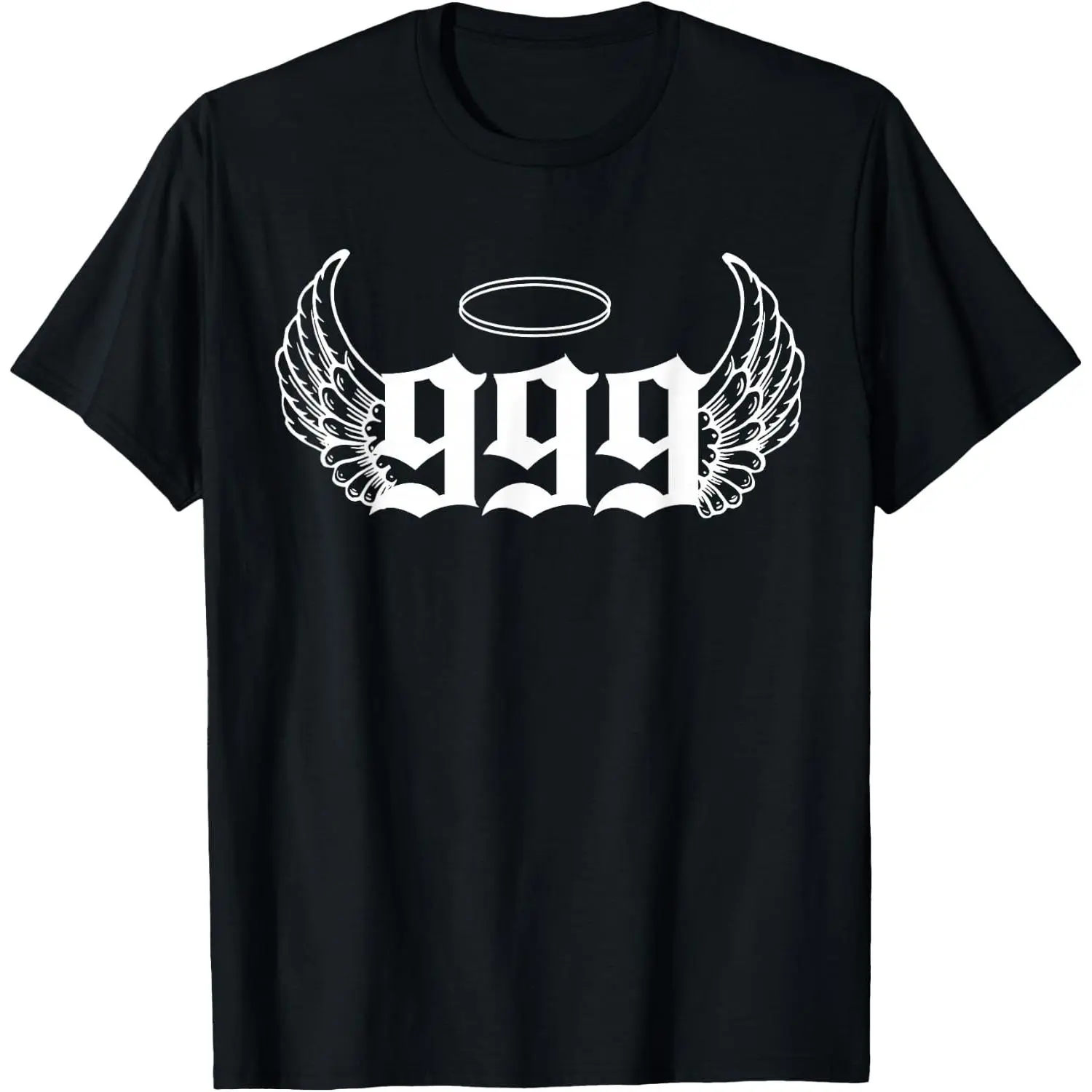 Urban Empyre 999 Angel Number T-Shirt - Unisex Adults, Black, Small, Short Sleeve, Modern, Astrology Theme with '999 Angel Number' Letter Print