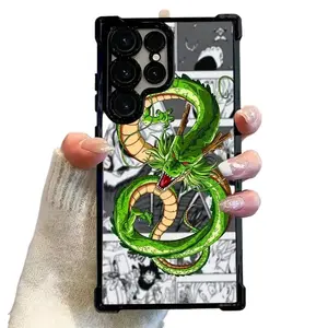 Cool d-DRAGON b-BALL Green Dragon Phone Case for Samsung Galaxy S25 S24 S23 S22 S21 FE Ultra Plus 4G 5G Anti-Drop Transparent Soft Back Cover Stylish Anime Protector Casing