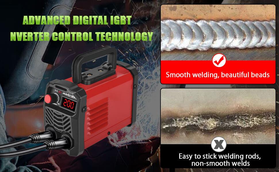 200Amp 20PCS Rods Stick Welder, Super MINI Portable Welding Machine, IGBT Inverter Welder Machine 110V with Hot Start Arc Force Anti-Stick, for 1/16"-1/8" Rod ARC Welder, 2 Chip Hammers (Red)