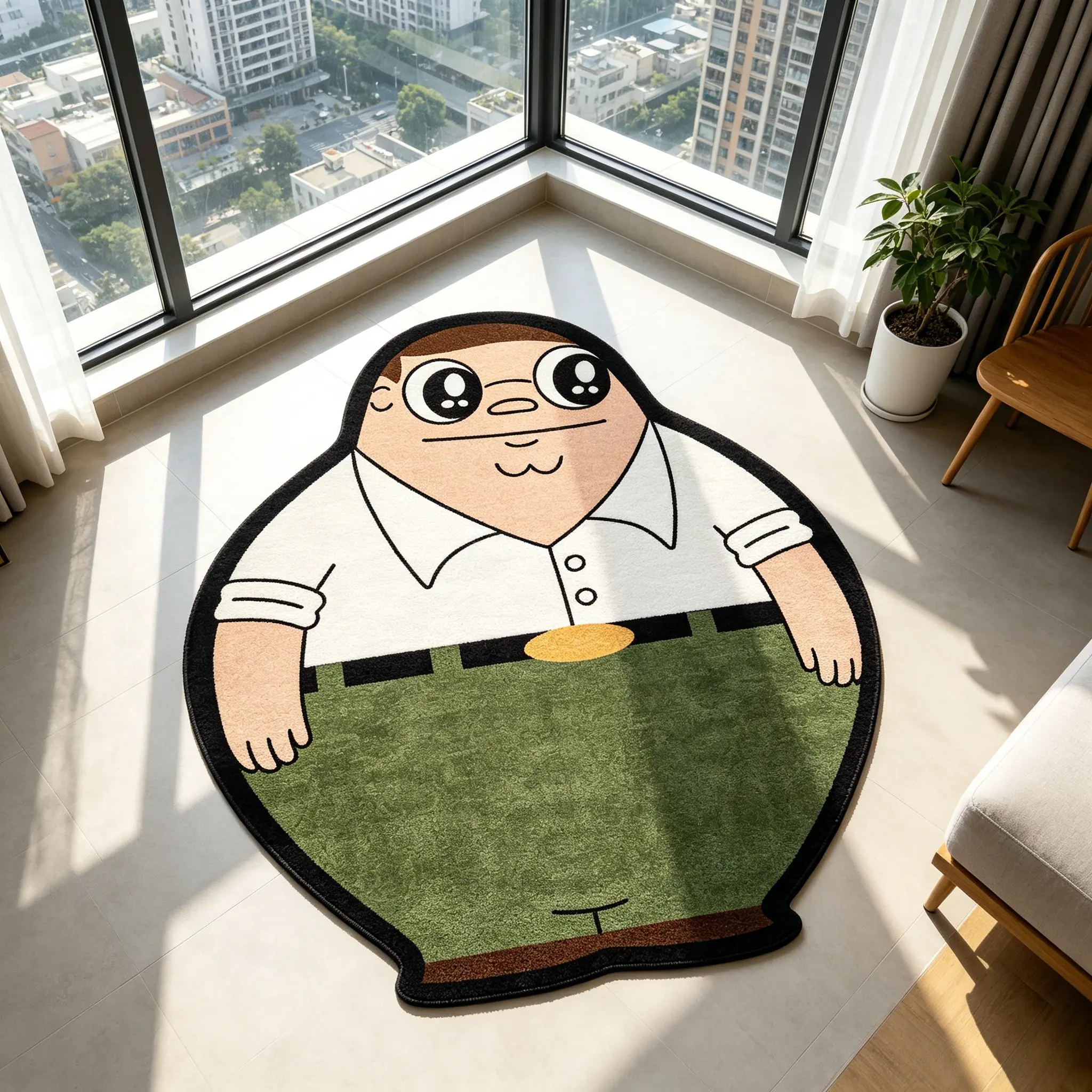 Cartoon Fat Man Print Rug, Soft Plush Carpet for Living Room Bedroom, Washable Easy Care, Home Decor for Hotel Apartment Office, Soft Area Rug