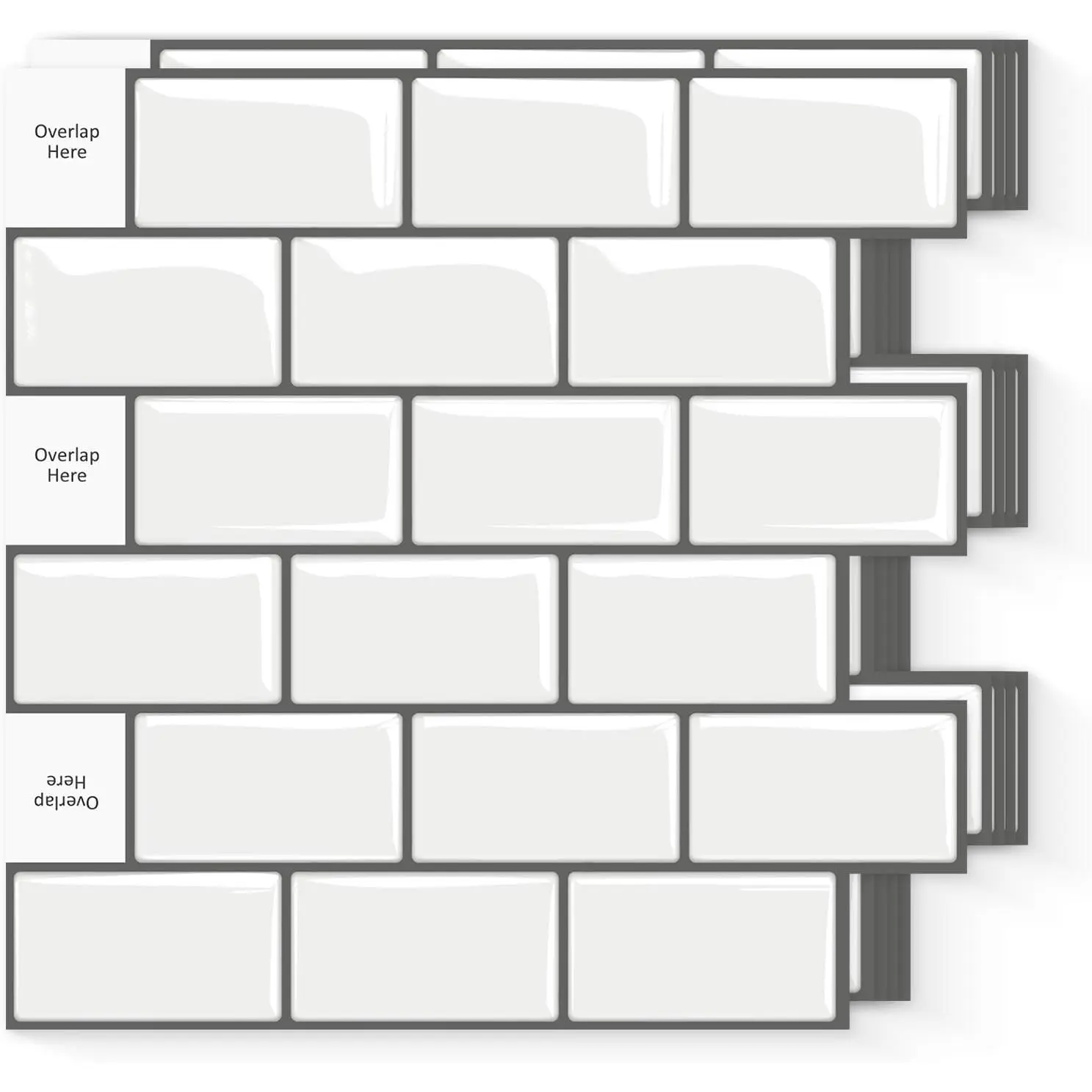 10 Sheets Peel and Stick Backsplash Tiles, Marble Look Wall Tiles for and, Livingroom, 12"x12", White, Waterproof Vinyl