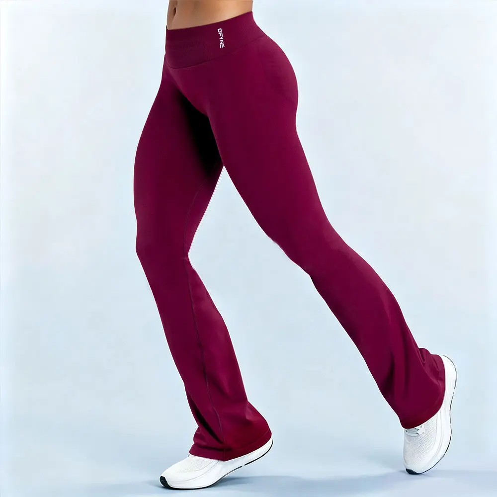 DFYNE Women's High Waisted Seamless Flare Leggings - Booty Lifting Gym Yoga Workout Pants