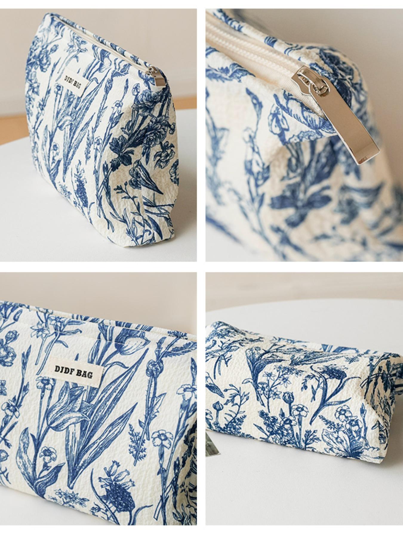 Floral Pattern Makeup Bag, Vanity Bag, Large Capacity Cosmetic Storage Bag, Zipper Makeup Organizer Pouch, Versatile Storage Bag for Travel & Daily Use, Cosmetics Organizer