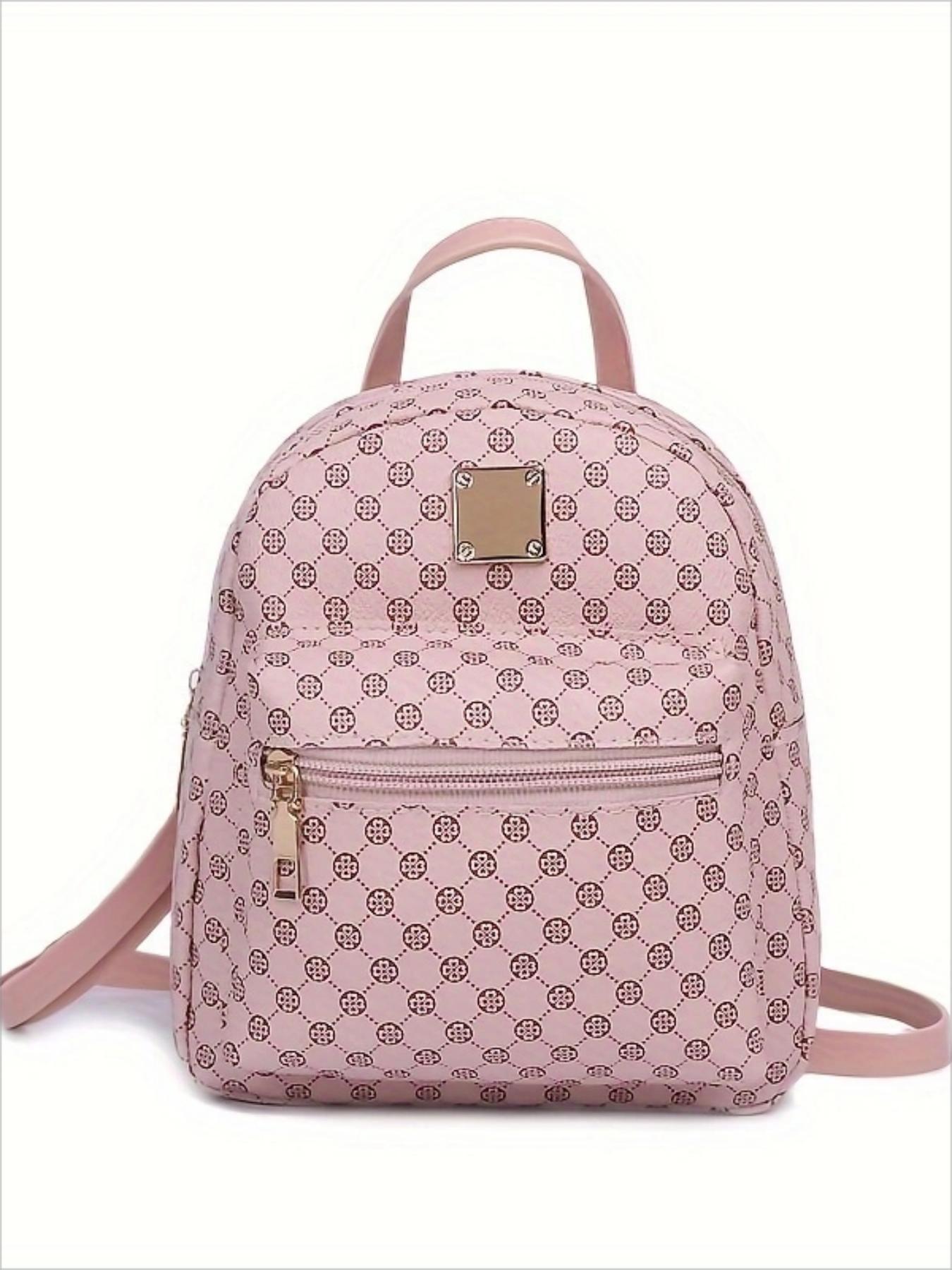 Mini Fashion All over Print Pu Leather Backpack, Casual Versatile Zipper Backpack for Women, Commuter School Book Bag for Students Travel