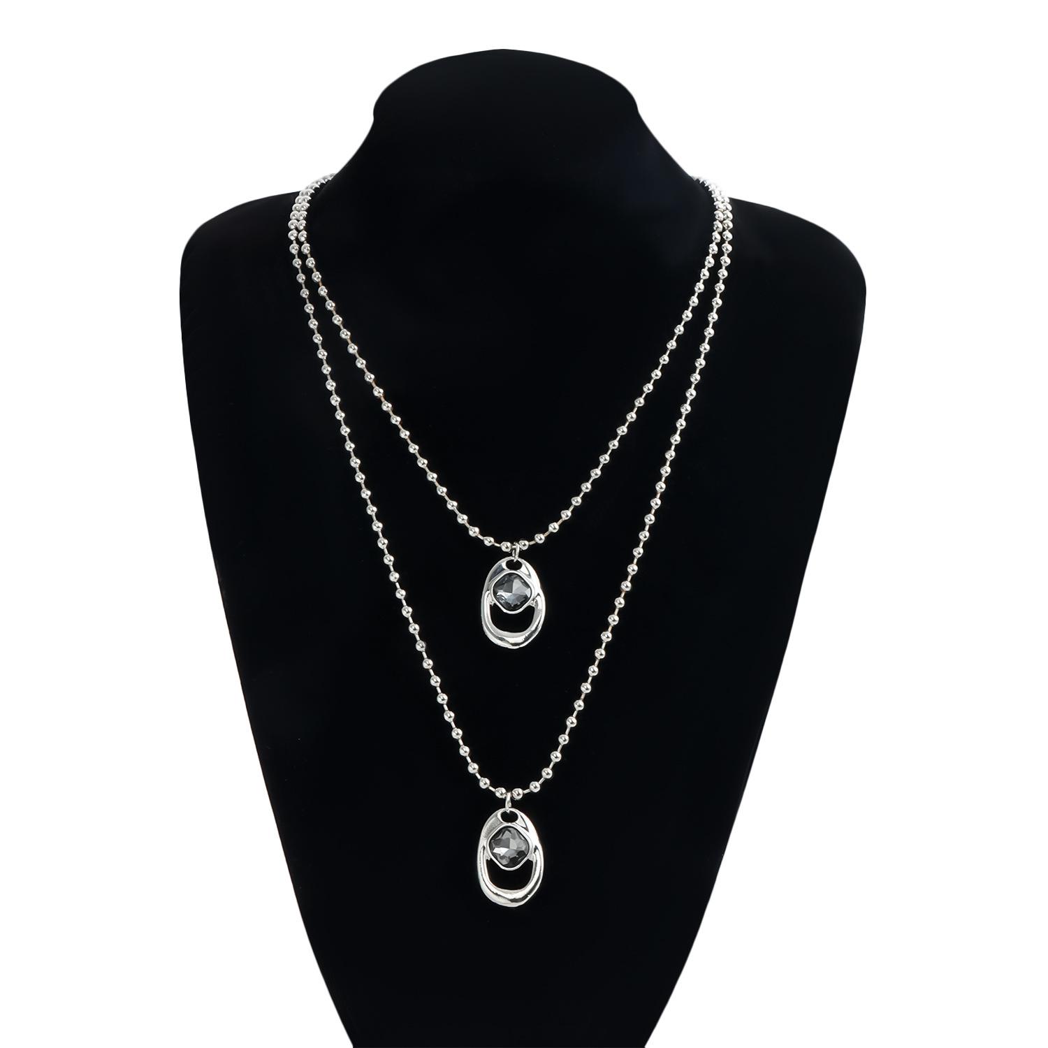 Statement Y Drop Lariat Necklaces for Women Chunky Silver Heavy Metal Chain Black Crystal Rhinestone Pendant Punk Goth Party Dress Everyday Streetwear Trendy Jewelry Gifts