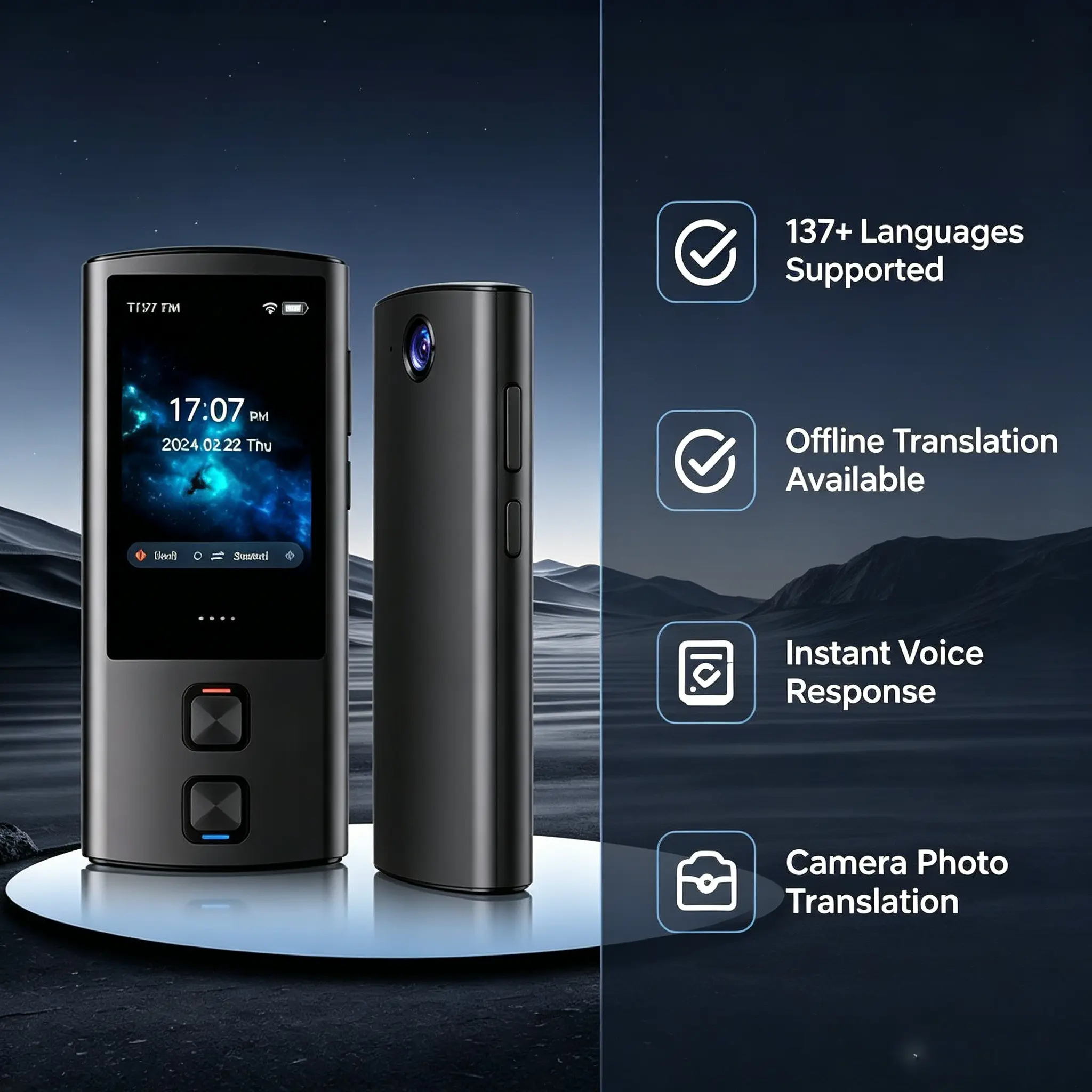 Portable Ai Language Translation Device, Compact Design, Multi-Language Support, Offline & Group Chat Translation, Ideal for Travel & Business, Portable Translator