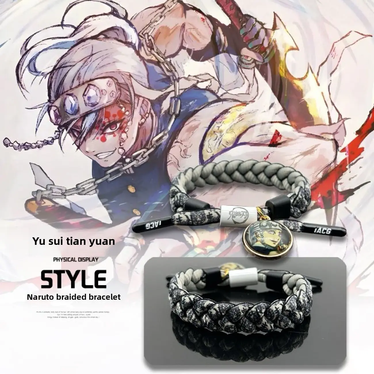 Anime Demon Slayer: Kimetsu no Yaiba, Tanjiro, Zenitsu, Tanjiro's woven bracelet, birthday gift for teenagers and couples, holiday gift, niche fashion, unique style Anime Demon Slayer: Kimetsu no Yaiba, Tanjiro, Zenitsu, Tanjiro's woven bracelet, birthday gift for teenagers and couples, holiday gift, niche fashion, unique style
