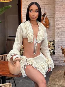 women's solid color crop top & skirt two-piece set, casual fashion cozy knit two piece outfits casual wear for daily outdoor wear, women knitwear for fall & winter, crochet matching set, two piece set women, womenswear, matching sets