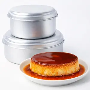2-Pack Quesillera Venezolana con Tapa Molde Flanera, Traditional Aluminum Flan Mold with Lid for Quesillo, Cheesecake, Caramel Flan & Pudding, 2L & 1.2L