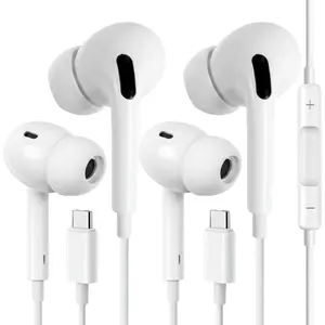 USB C Headphones for  17 16 Pro Max 16e 16 Plus 16Pro 15 Pro Max 15 Plus 15Pro, USBC Earbuds in-Ear Earphones Wired Type C Ear Buds with Mic Volume Control HiFi Stereo Noise Cancelling - 2Pack