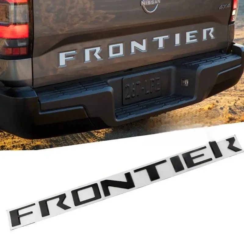 Modern 3D Emblem Vinyl Sticker, Tailgate Frontier Letters Rear Trunk Badge Cover Trim, Nissan 2022-2023 Car Exterior Tailgate Decal Accessories