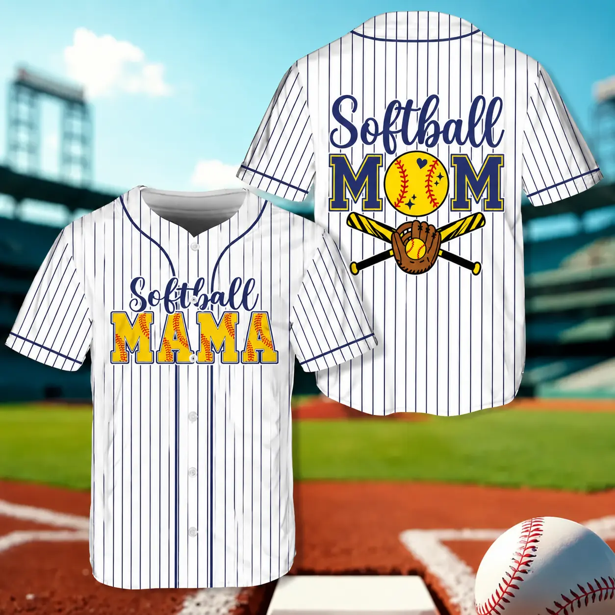 Softball Mama Baseball Jersey, Proud Sports Mom Pinstripe Jersey, Softball Player Game Day Outfit For Mom