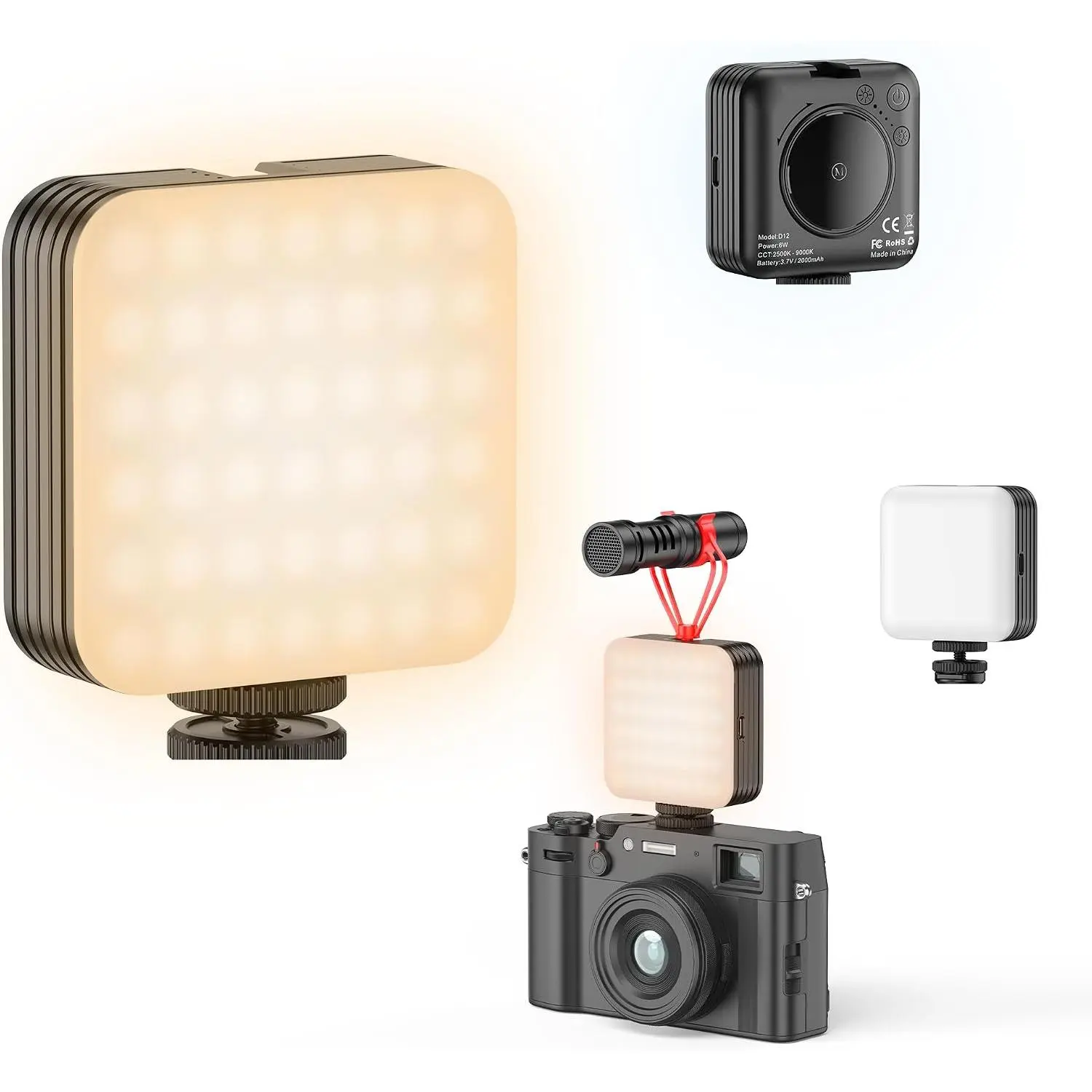 80 LED Selfie Light with 3 Modes, Portable Phone Light with Clip & 1/4 in Screw Hole, Rechargeable Clip Fill Video Conference Selfie Panel Lights for Phone/Camera/iPad/Laptop/