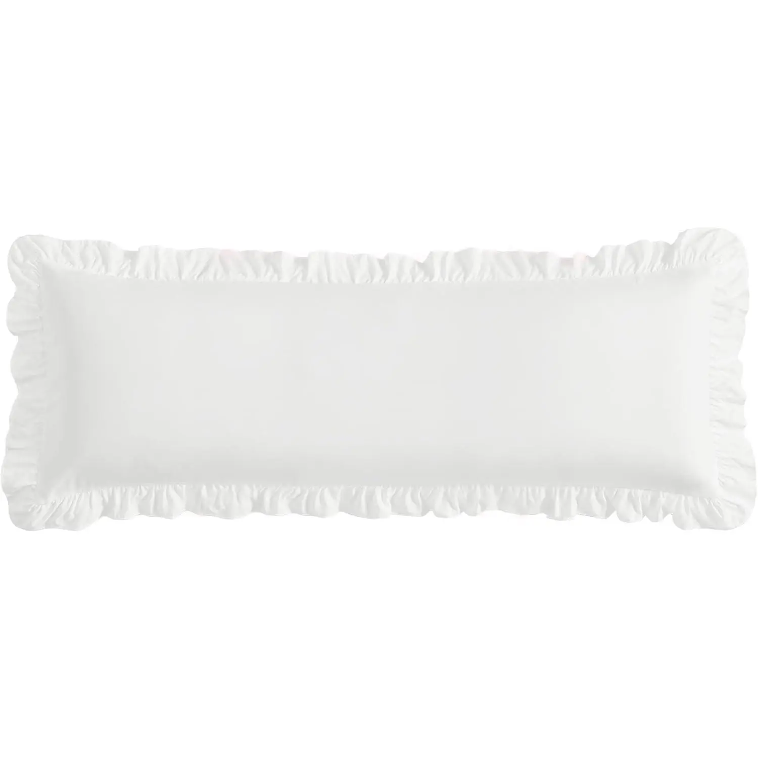 Ruffled Pillow Cases White 20"x54" Set of 1 Soft Brushed Microfiber Ruffled Edge Pillow Shams Pillow Cover with Envelope Closure for Bedding Decor