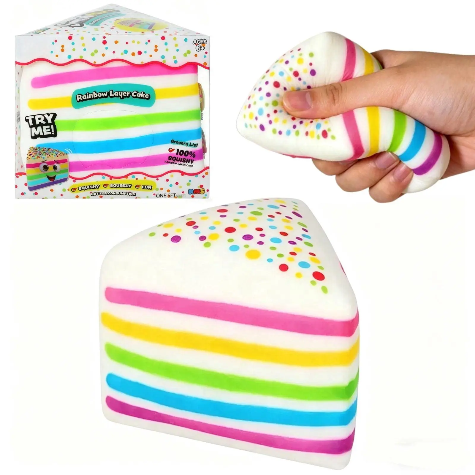 5-Inch Viral Rainbow Layer Cake Giant Squishy Block - Ultra-Soft Slow Rising, Durable Lightweight Oddly Satisfying Squishies Stress Relief Toy for 12+ Unisex Adults, Calming Tool