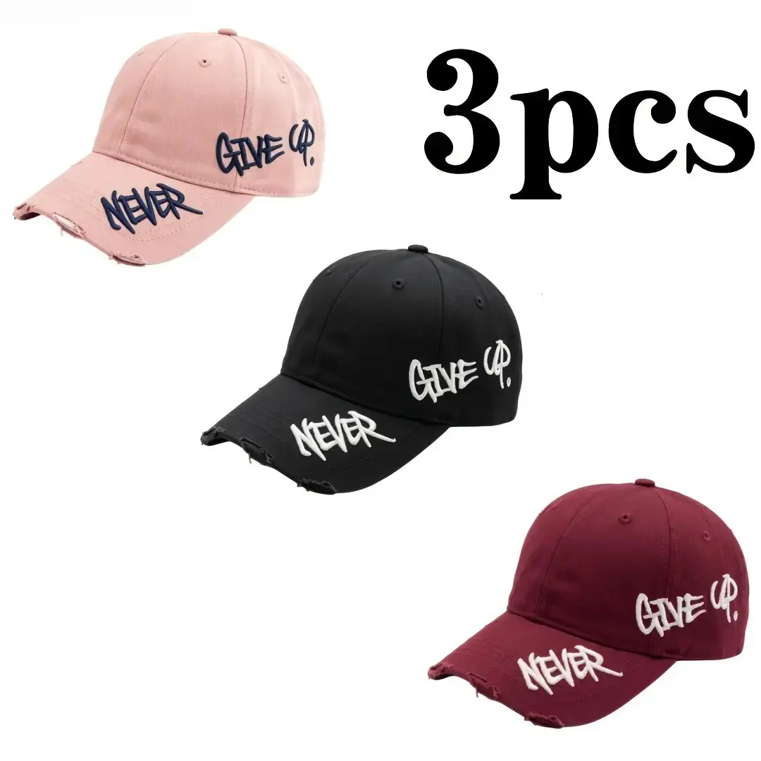 3-Piece Men's Casual Embroidered Baseball Cap, Distressed US-Inspired Dad Hat with Curved Visor for Streetwear & Camping, Casual Hat, Embroidered Cap, Mens Hats, Sports-Inspired Sports & Outdoor Hats
