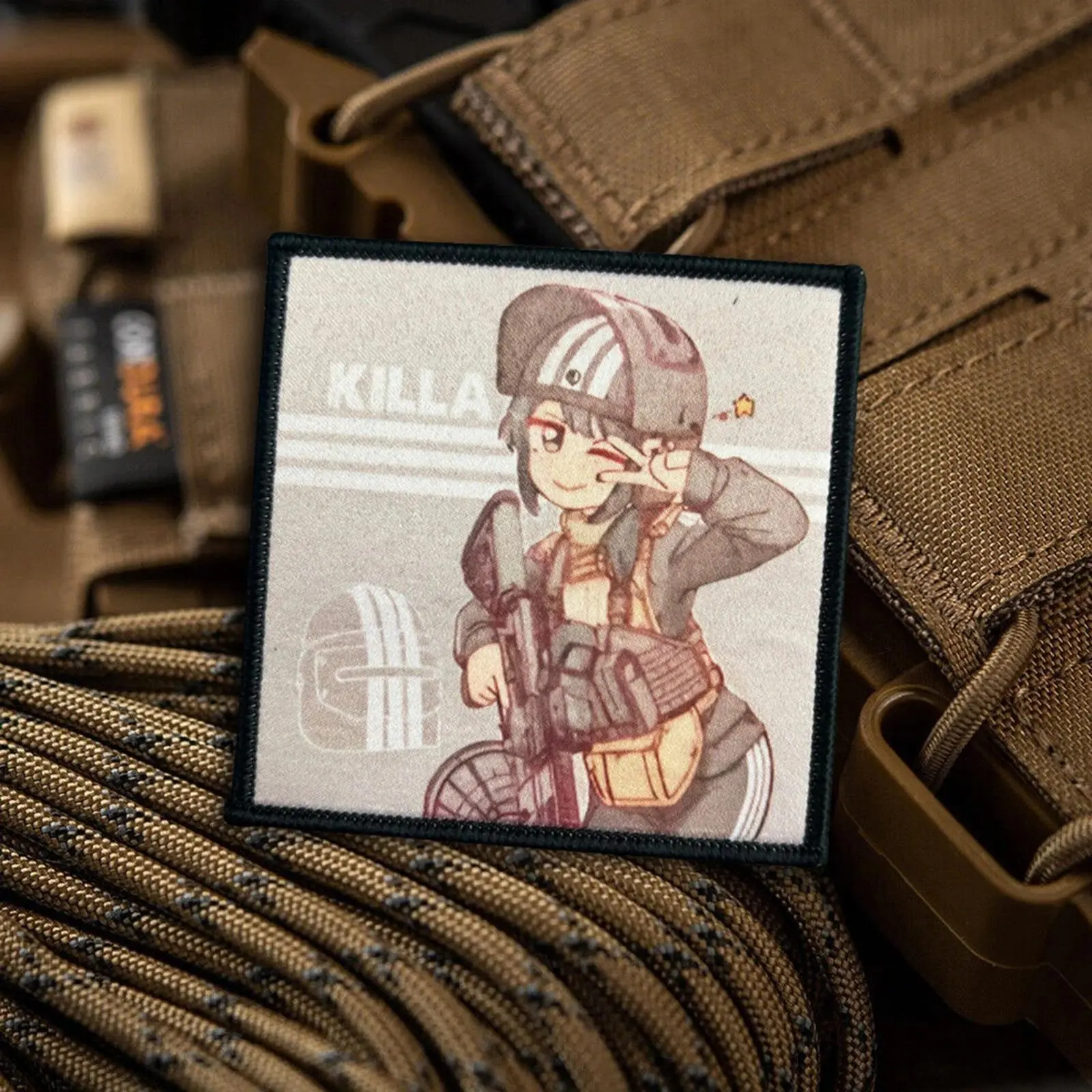Killa Anime Girl Tactical Patch Hook&Loop Patches on Clothes Morale Badge Military Army Armband Backpack Stickers
