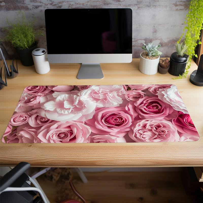 Floral Pattern Mouse Pad, Rectangle Gaming Mouse Pad, Office Desk ...