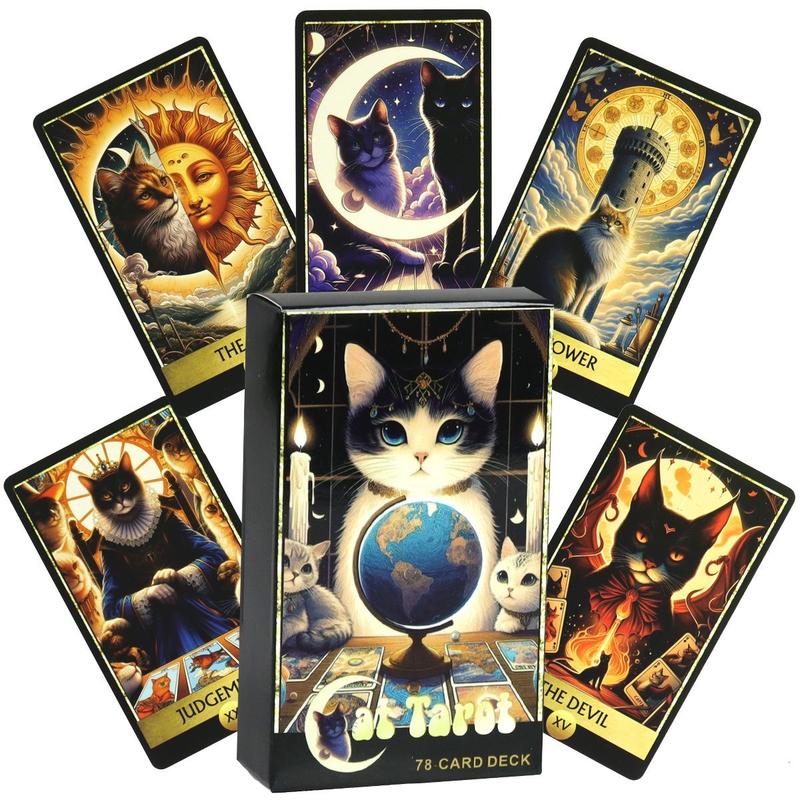 Quirky Cat Tarot Deck, Unique Hand-Drawn Illustrations, Perfect for Beginners & Experienced Readers, Ideal Gift for Cat Lovers, 78 Cards