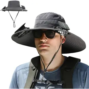 Waterproof Solar Fan Hat, Fishing Hat with Fan for Men, 3-Speed Setting,Waterproof Outdoor Fishing Hat