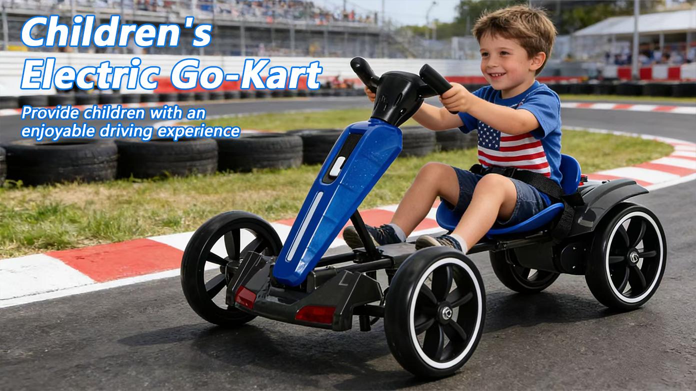 12V electric Kids Pedal Go Kart, Folder Go Kart, Outdoor Ride on Toy with Adjustable Seat, 4 Non-Slip EVA Wheels for Boys and Girls