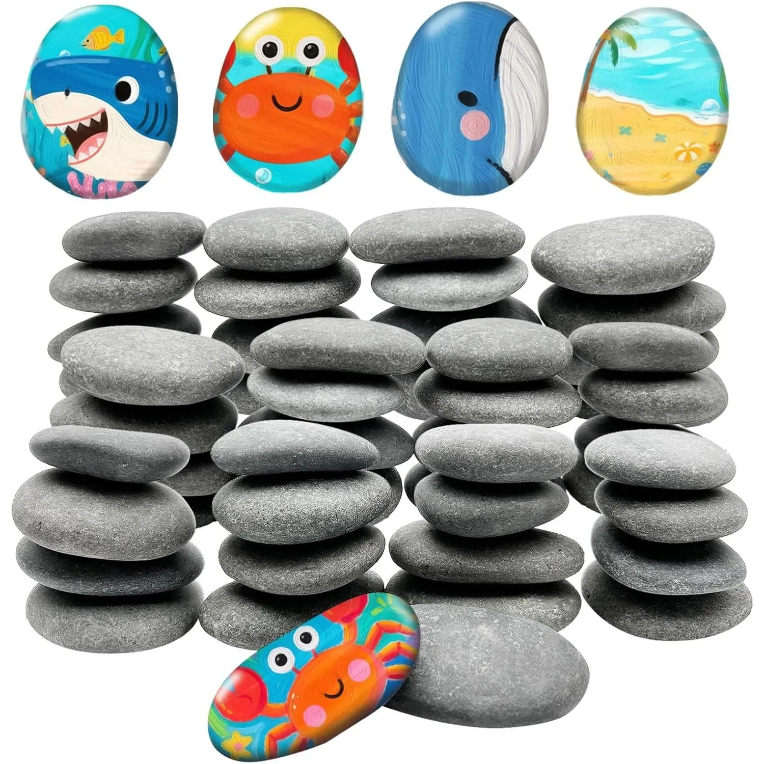 50-Count Bulk Pack Smooth Surface Natural Stone for Painting, 2-3 Inches Flat Shape Rocks for Crafters, DIY Arts Crafts & Decorations Kindness Stones