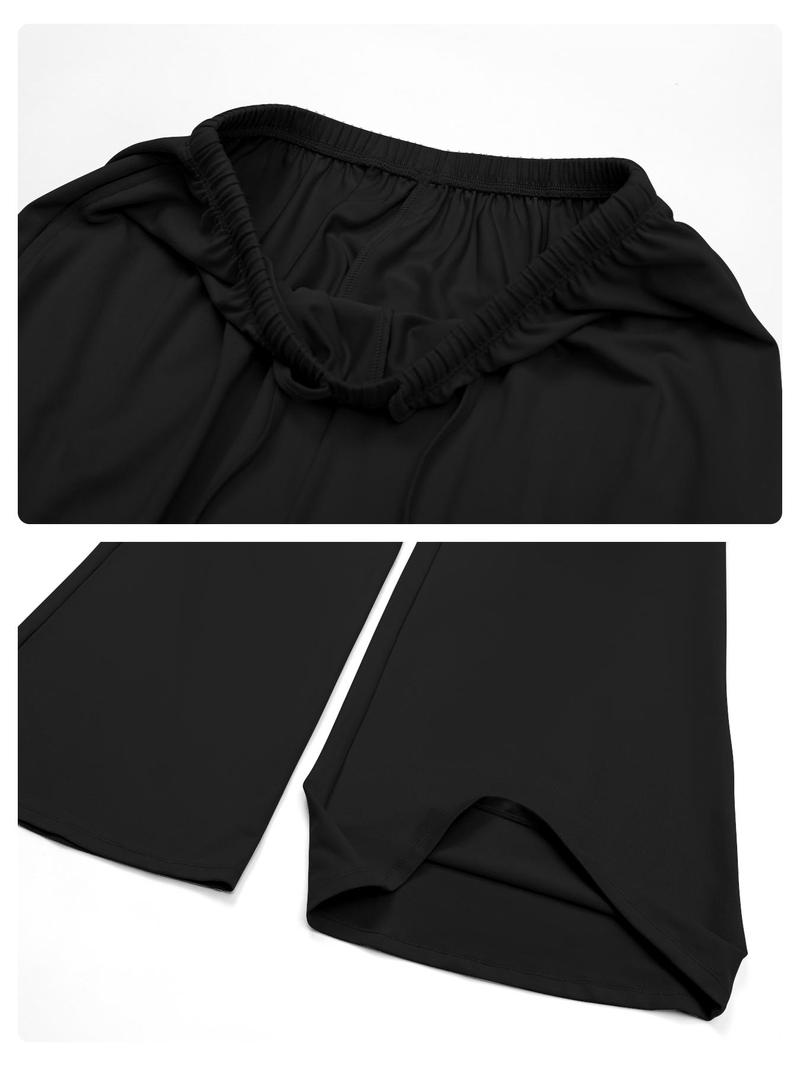 Women's Solid Halter Neck Top & Wide Leg Pants Sports Set, Casual Sleeveless Top & Pants for Daily Outdoor Wear, Ladies Sportswear for Tennis Running, Workout Clothes, Sporty Style Outfits