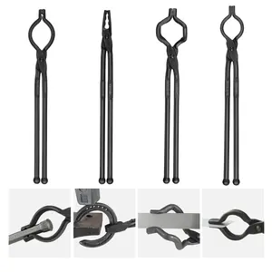 VEVOR Blacksmith Tongs, 18" 4 PCS, V-Bit Bolt Tongs, Wolf Jaw Tongs, Z V-Bit Tongs and Gripping Tongs, Carbon Steel Forge Tongs with A3 Steel Rivets, for Beginner and Seasoned Blacksmiths, Bladesmiths