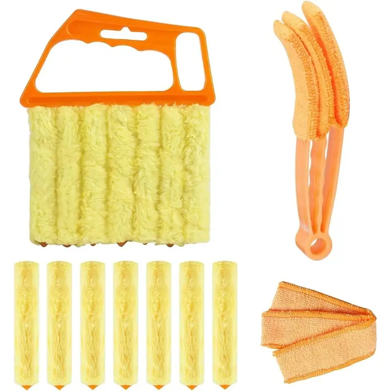 10-Pack Window Blind Cleaner Set: Includes 1x 7-Finger Detail Brush, 1x Shutter Cleaning Brush, and Replacement Heads. Efficient for Blinds, Vents, Keyboards, and .