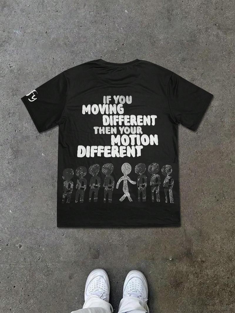 Men's and Women's Short Sleeve T-Shirt with Letter Character Print, Stylish Casual Fit Summer Tee for Youth, Versatile American Trendy Style