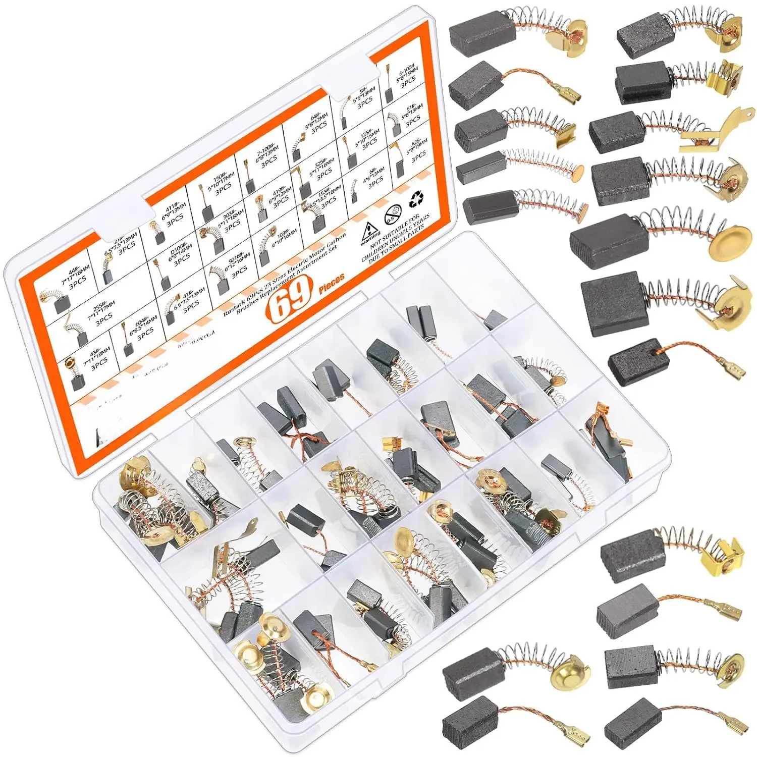 69 count 23 Different Sizes Electric  Carbon Brushes Set Brush Repairing Part Graphite Carbon Brush  Brushes  Kit for   Power Tool Repair