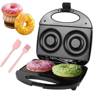 Donut Maker Doughnut Machine Bake 2 Donuts Double-sided Heating Non-stick Surface Perfect for Breakfast Suitable for Commercial or Family Use Easy to Clean