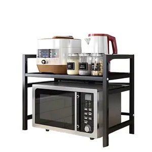 Extendable Metal Microwave Rack, Vertical Countertop Organizer, for Toaster/Air Fryer/Rice Cooker, Easy to Install, Space-Saving Kitchen Appliance Storage Rack