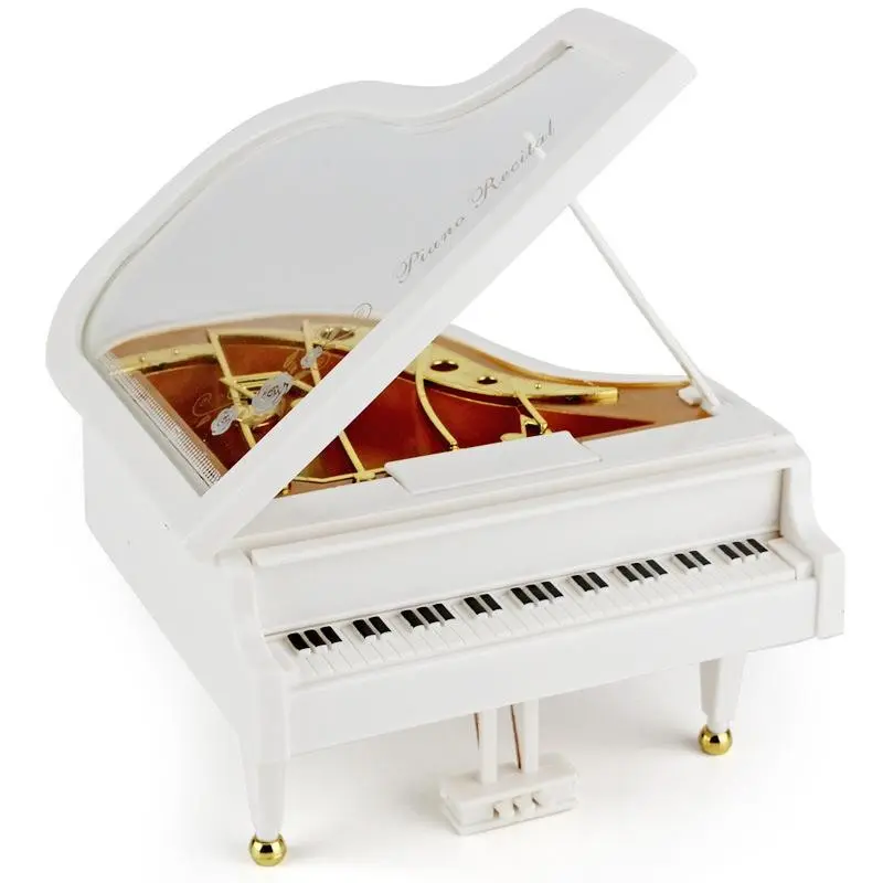 Elegant Piano Music Box, Complex Mechanical Design, Accents, Perfect for Home Decor, Unique Gift for Valentine's Day or Birthday