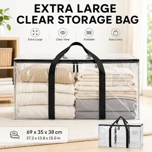 2 Pack Extra Large Heavy-Duty 86L Moving Storage Bags with Backpack Straps, Zipper Top & Handles, Foldable for College Dorm & Home Organization