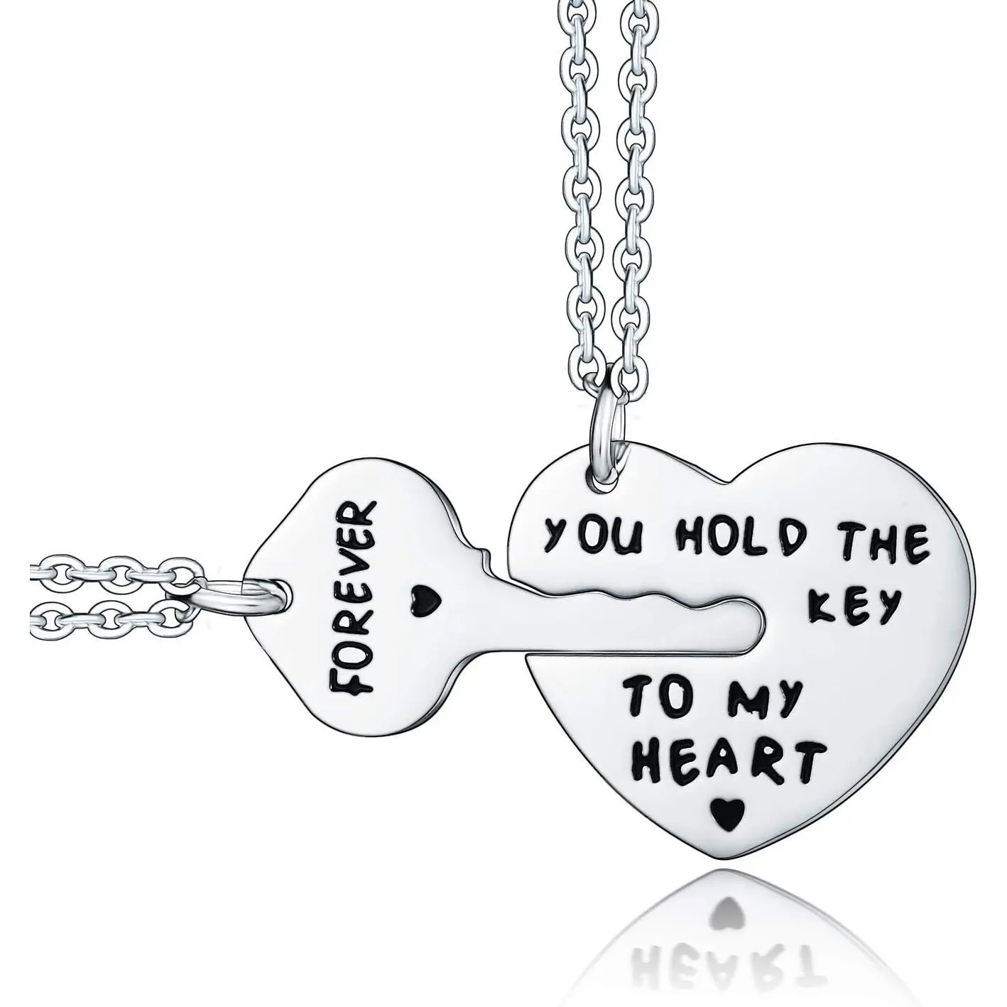 2 count Couples Necklaces, Couple Necklace Set, Gifts for Girlfriend Wife, Personalized Couples  - You Hold The Key to My Heart Forever