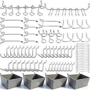 Pegboard Hooks  with Pegboard Bins, Peg Locks, for Organizing Various Tools, 80 count