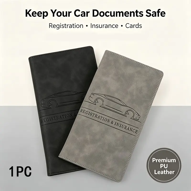1pc-Car Registration and Insurance Card Holder, Magnetic Closure Vehicle Manager, Compact Car Accessory, Essential for Drivers, Documents, Spring Gift