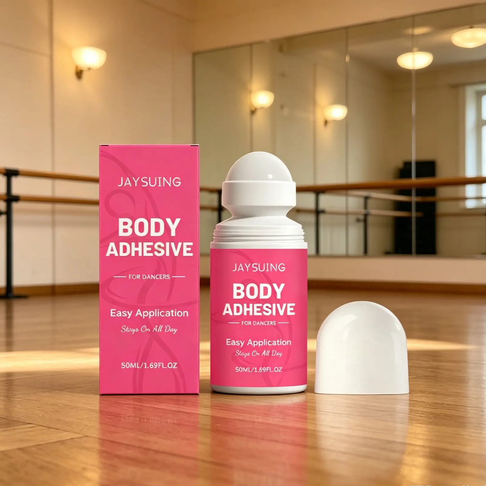 2 Bottles Body Glue Roller, Gentle Body Adhesive Formula, Securely Attaches to Clothing, Soft Skin Feel, Easy to Apply, Convenient and Practical