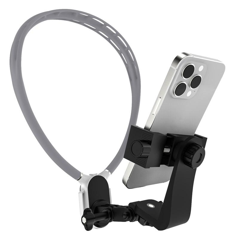 Neck Phone Holder, 1pc Adjustable Neck Mount Phone Holder, Soft Neck Band & Phone Clip, Hands-free Phone Holder for Video Blogging, Compatible with iPhone Samsung Google Pixel, Cell Phone Holder, Stand