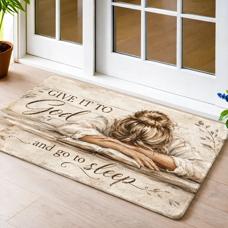 Flannel Floor Mat 1PC, 2PC, 3PC durable, stain-resistant, machine washable religious prayer mat for girls, suitable for living room, bedroom, office, bathroom, balcony, corridor, porch, kitchen entrance, dog floor mat, foot mat, carpet, door mat, entrance