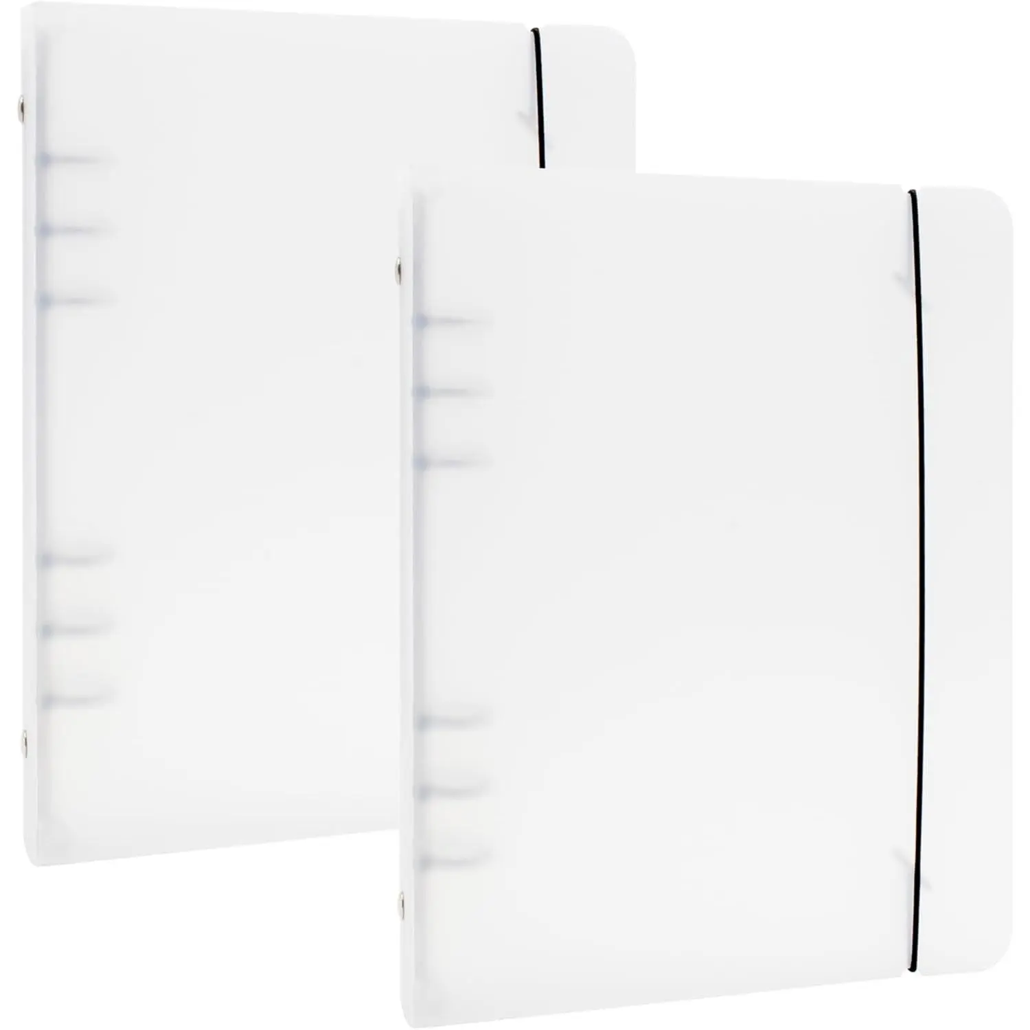 A5 Notebook Photocard Binder, Transparent Loose Leaf Personal Organizer Binder Cover 6 Budget Binder Ring Planner with Elastic String (2 Pack - Hard)